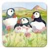 Emma Ball - Coaster - glassbrikke - Sea thrift Puffins