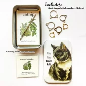 Firefly Notes - Kitty kitty knit kit - Metallboks med skyvelokk - med nål og maskemarkører