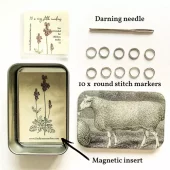 Firefly Notes - Knit tool kit SAU - Metallboks med skyvelokk - med nål og maskemarkører