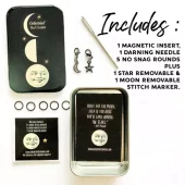 Firefly Notes - Knit tool kit CELESTIAL - Metallboks med skyvelokk - med nål og maskemarkører