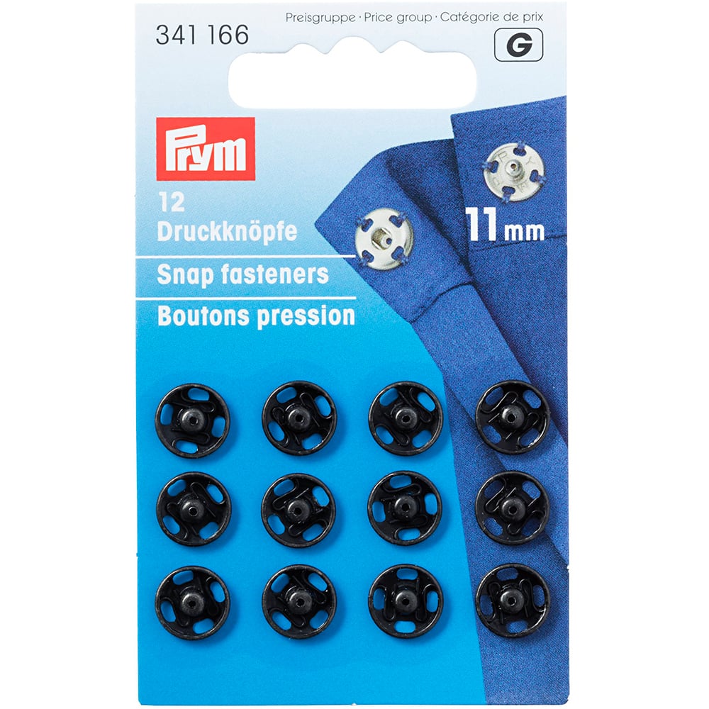 Trykknapp 12pk 11 mm sort