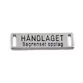 Merke sølv metall "Håndlaget" 2,5x0,6cm