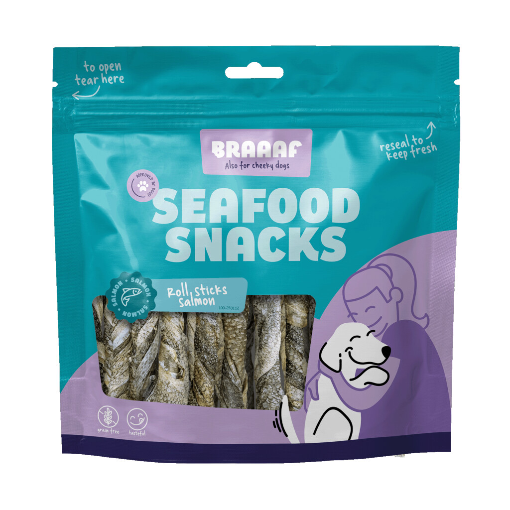 Braaaf Seafood Rollsticks Salmon, 12cm 175g