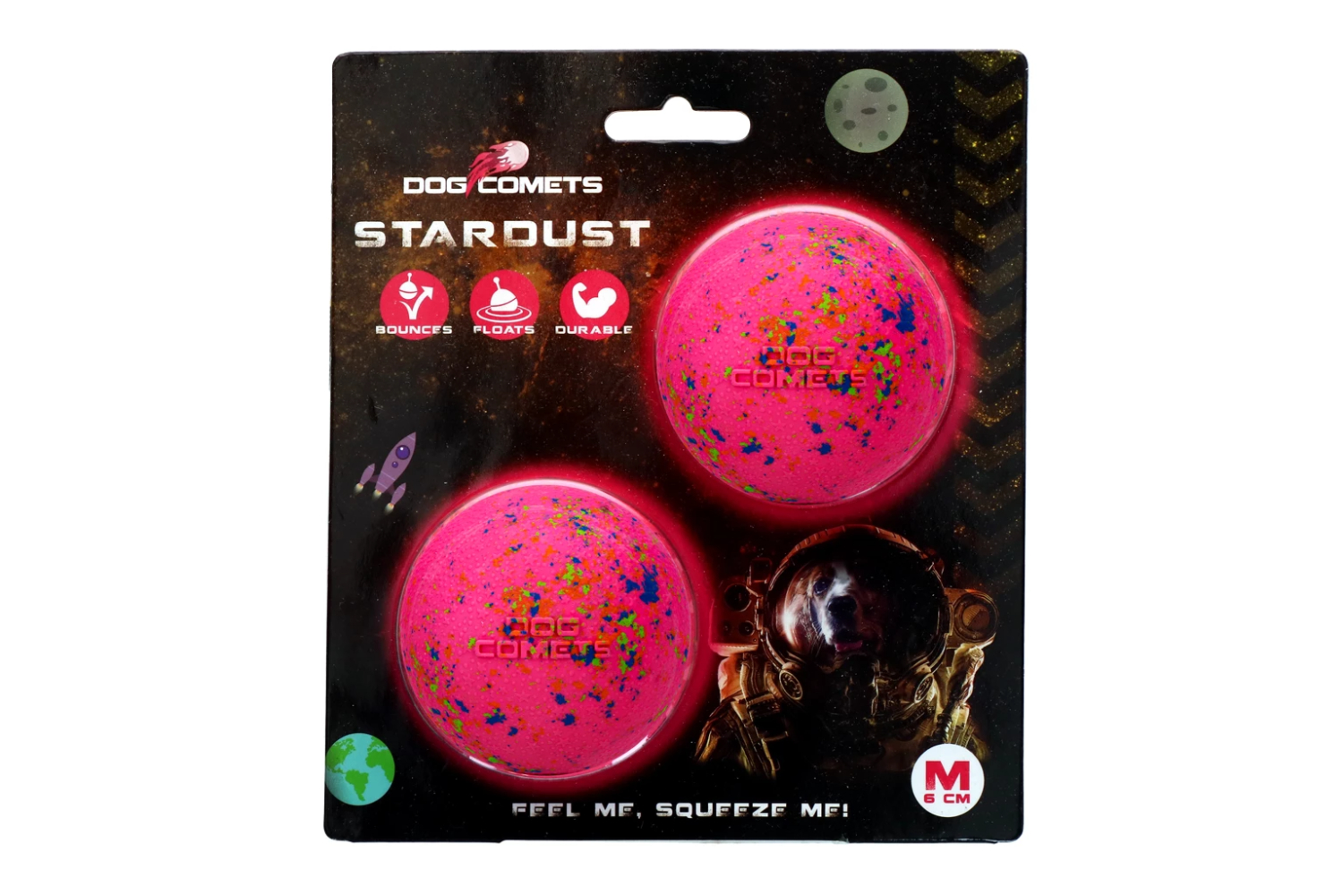 Dog Comets Stardust Pink M (2-Pack)