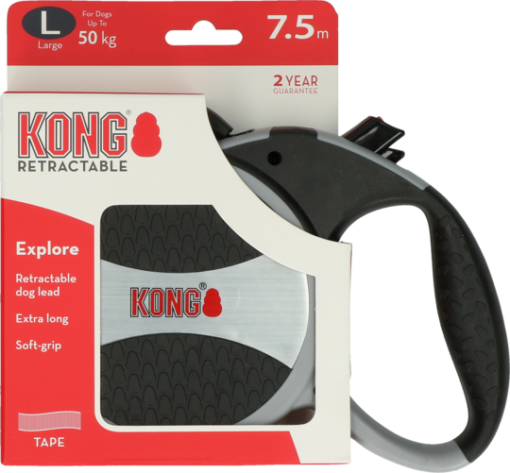 KONG Retractable Leash Explorer Grå L (7,5m/50kg)