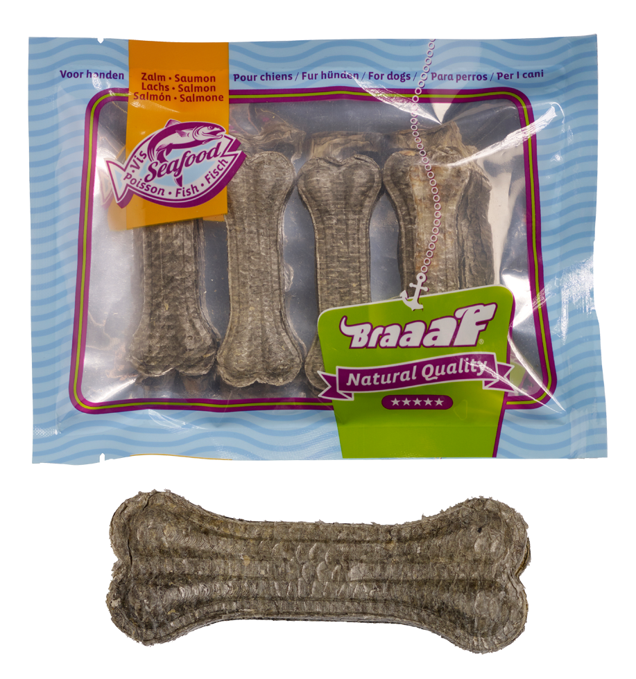 Braaaf Seafood Fish Bone Salmon, 8cm 4pk