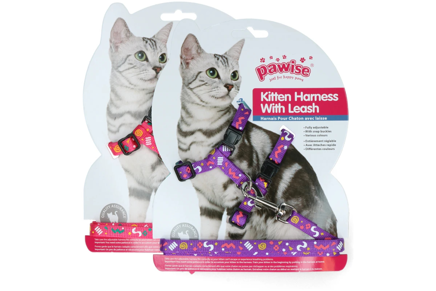 Pawise Kitten Harness With Leash Pink/Purple