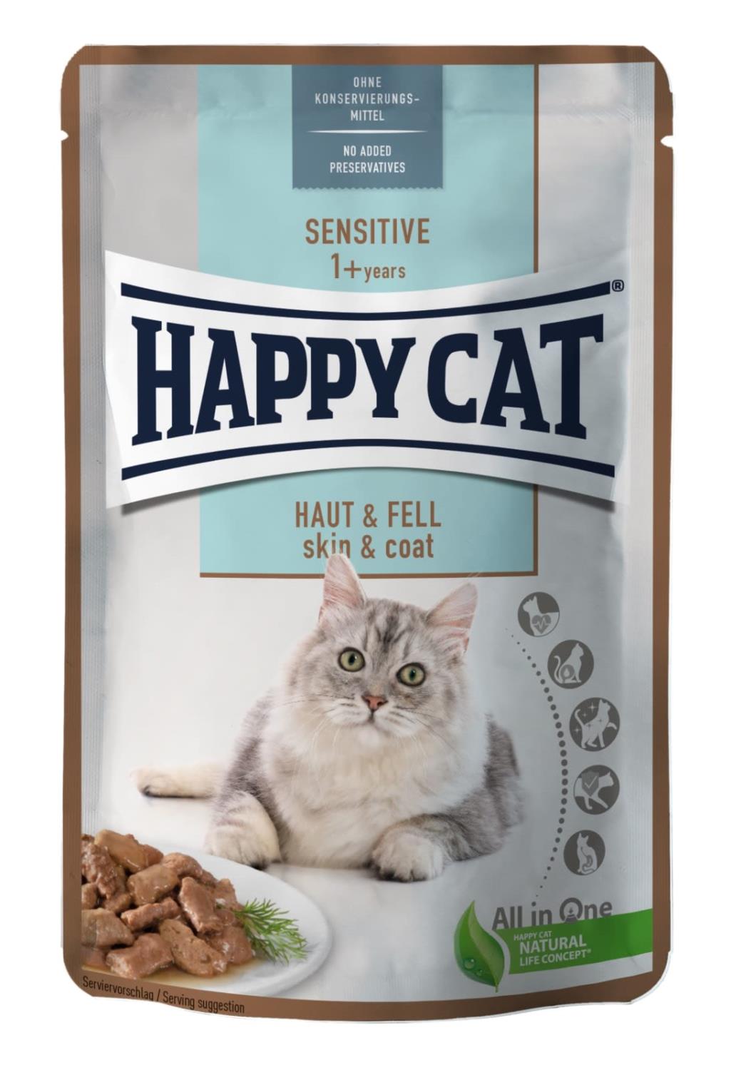 Happy Cat Pouches Sensitive Adult Hud & Pels 85g