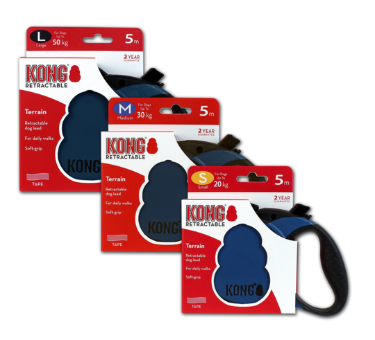 KONG Retractable Leash Terrain Blå  XS