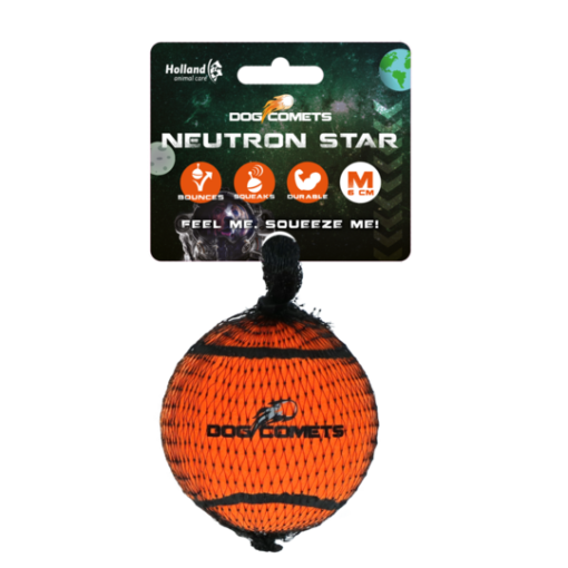 Dog Comets Neutron Star w/Squeaker 1pk M  Oransje