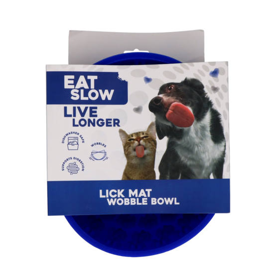 Eat Slow Live Longer Lick Mat Wobbler Bowl Blå