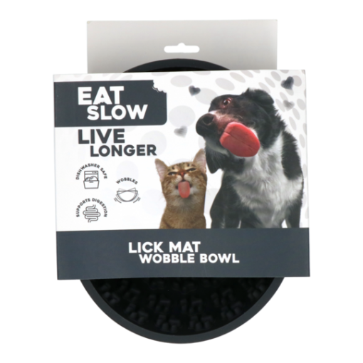 Eat Slow Live Longer Lick Mat Wobbler Bowl Grå