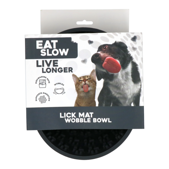 Eat Slow Live Longer Lick Mat Wobbler Bowl Grå