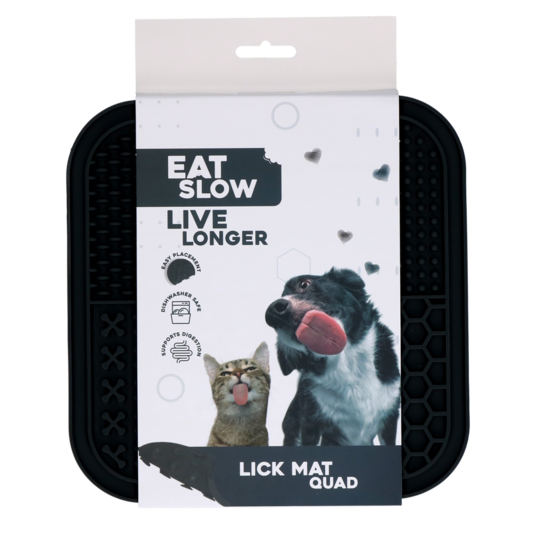 Eat Slow Live Longer Lick Mat Quad Grå