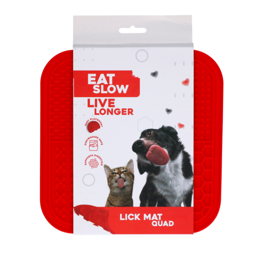 Eat Slow Live Longer Lick Mat Quad Rød