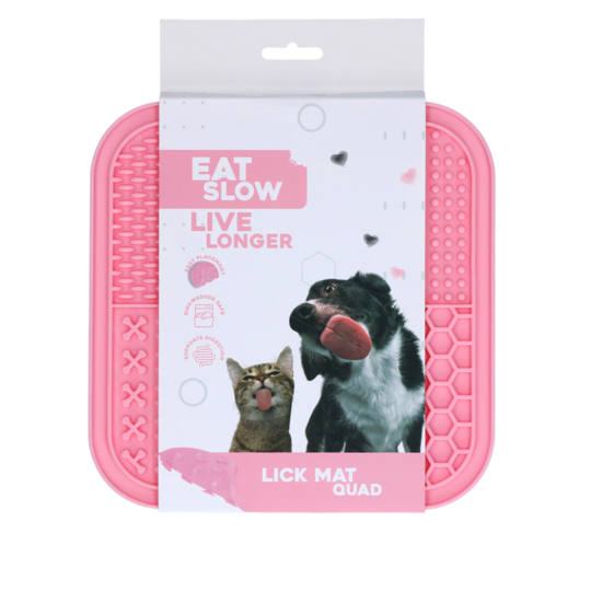 Eat Slow Live Longer Lick Mat Quad Rosa