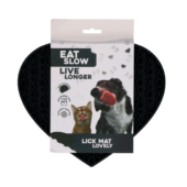 Eat Slow Live Longer Lick Mat Lovely Heart Grå