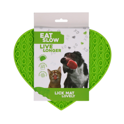 Eat Slow Live Longer Lick Mat Lovely Heart Grønn