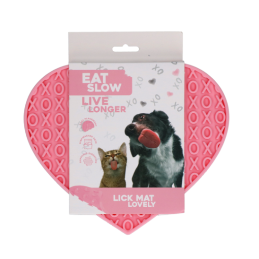 Eat Slow Live Longer Lick Mat Lovely Heart Rosa