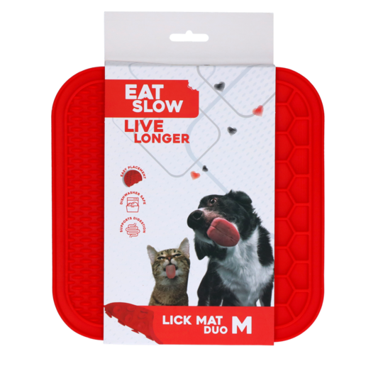 Eat Slow Live Longer Lick Mat Duo Medium Rød