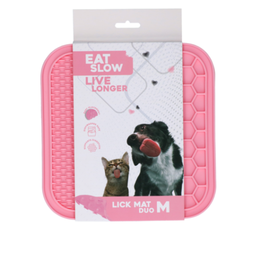 Eat Slow Live Longer Lick Mat Duo Medium Rosa