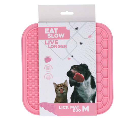 Eat Slow Live Longer Lick Mat Duo Medium Rosa