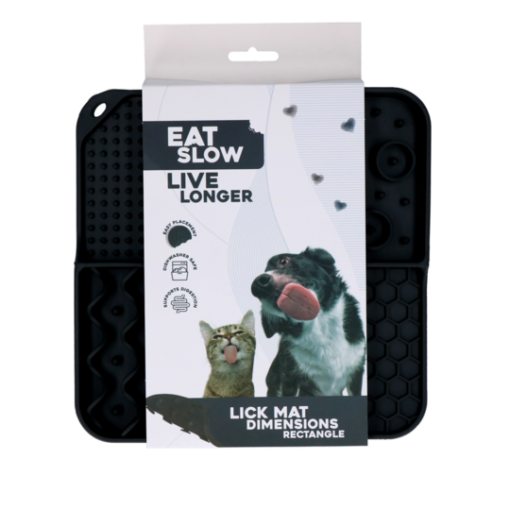 Eat Slow Live Longer Lick Mat Dimensions Rectangle Grå