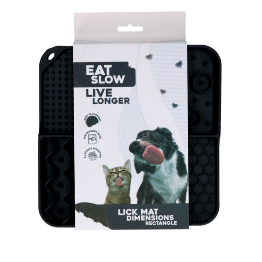 Eat Slow Live Longer Lick Mat Dimensions Rectangle Grå