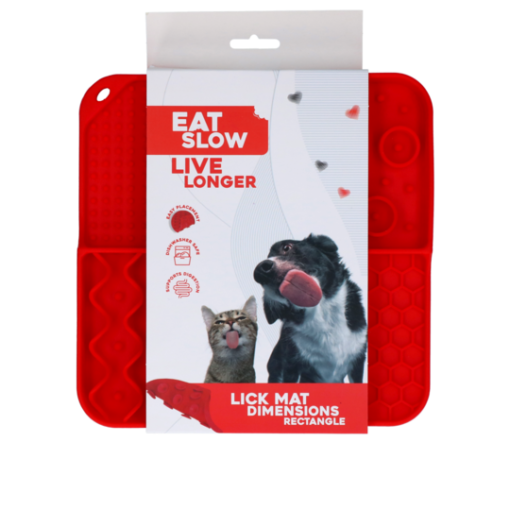 Eat Slow Live Longer Lick Mat Dimensions Rectangle Rød