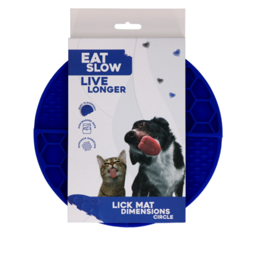 Eat Slow Live Longer Lick Mat Dimensions Circle Blå