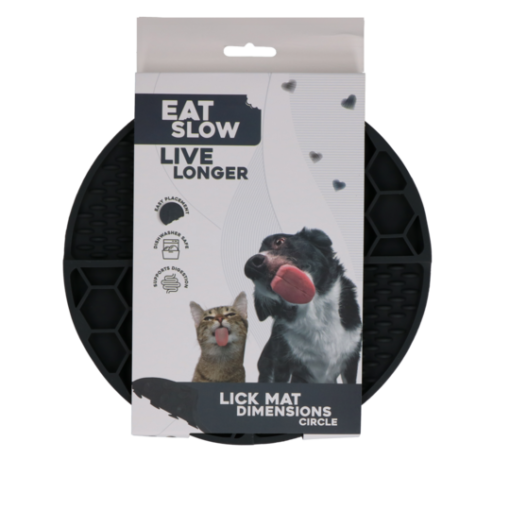 Eat Slow Live Longer Lick Mat Dimensions Circle Grå