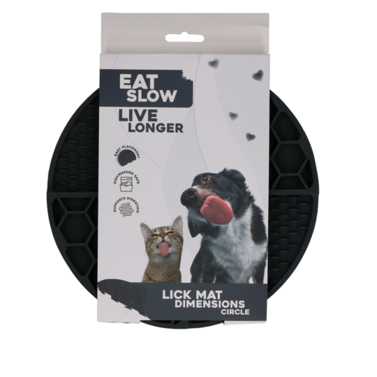 Eat Slow Live Longer Lick Mat Dimensions Circle Grå