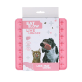 Eat Slow Live Longer Lick Mat Cross Rosa