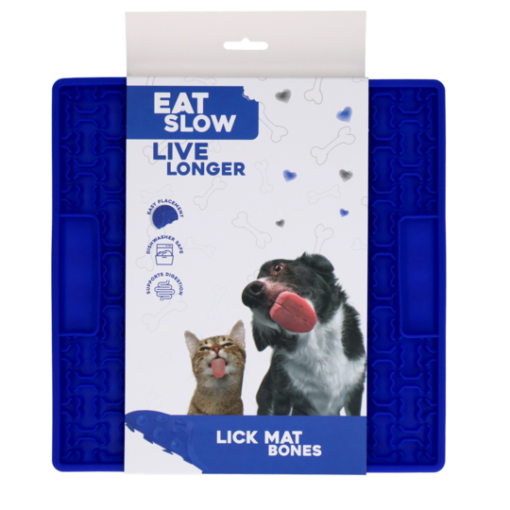 Eat Slow Live Longer Lick Mat Bones Blå