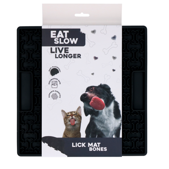 Eat Slow Live Longer Lick Mat Bones Grå