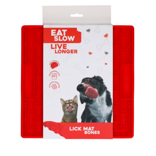 Eat Slow Live Longer Lick Mat Bones Rød