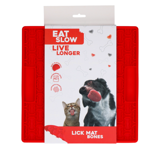 Eat Slow Live Longer Lick Mat Bones Rød