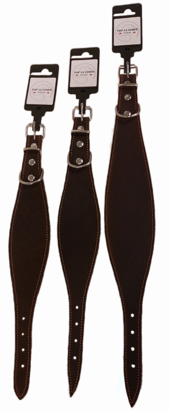 Top Leather Mynde halsbånd, oljet, naglet og sydd, Sort  37cm