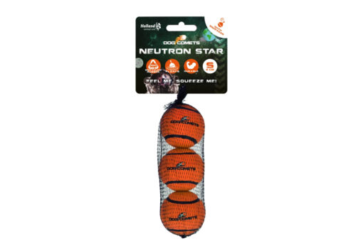 Dog Comets Neutron Star w/Squeaker 3pk S Oransje