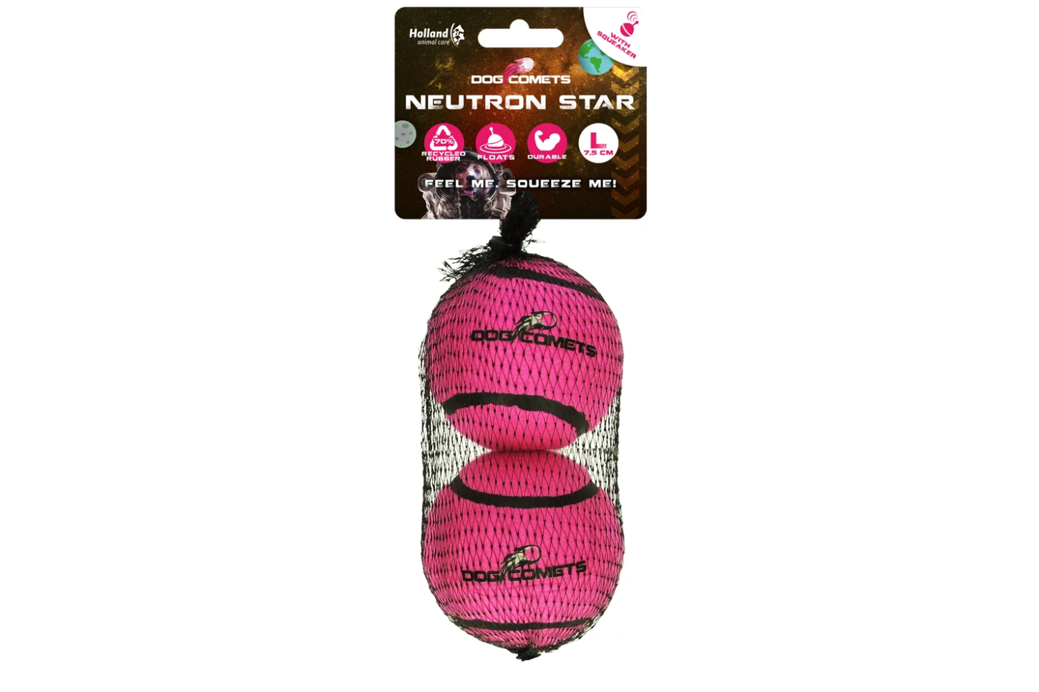 Dog Comets Neutron Star w/Squeaker 2pk L Rosa