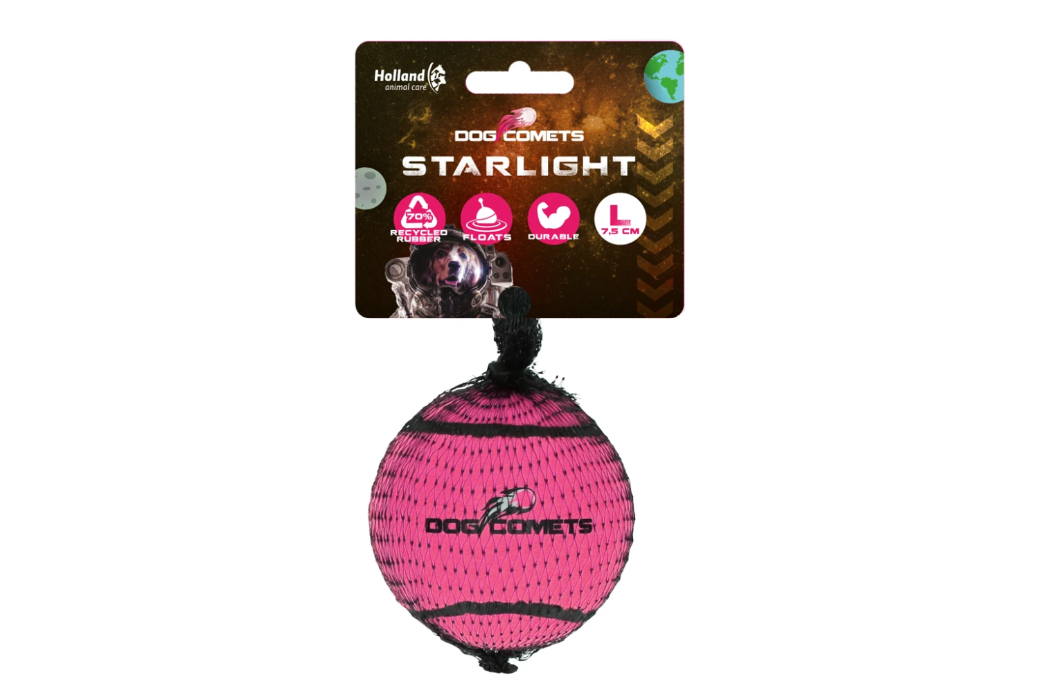 Dog Comets Starlight Tennis Ball 1pk L Rosa