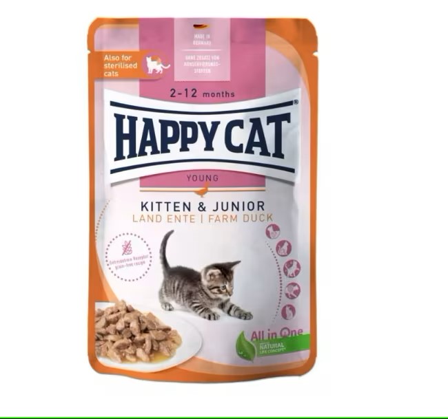 Happy Cat Pouches Kitten & Junior m/And, 85g