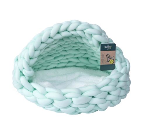 Quapas! Cat bed woven iglo mint green