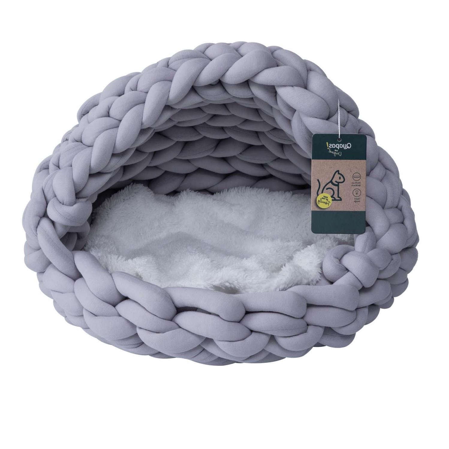 Quapas! Cat bed woven iglo grey