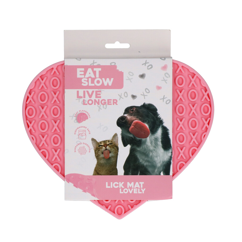 Eat Slow Live Longer Lick Mat Lovely Heart Rosa