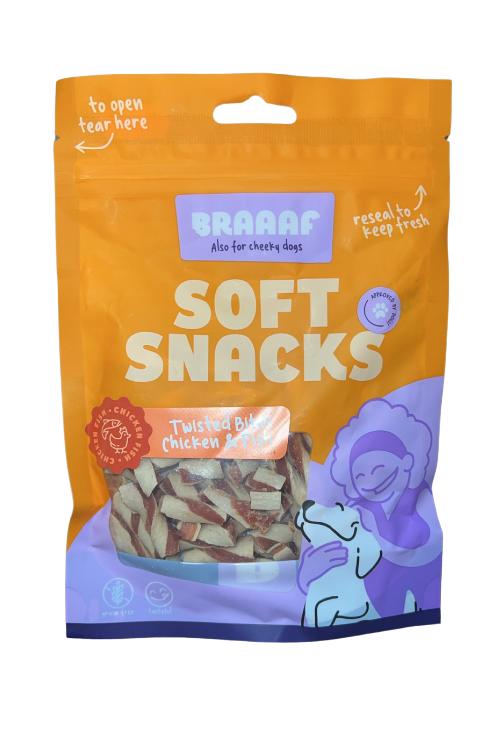 Braaaf Soft SnackTwisted Bites Chicken & Fish