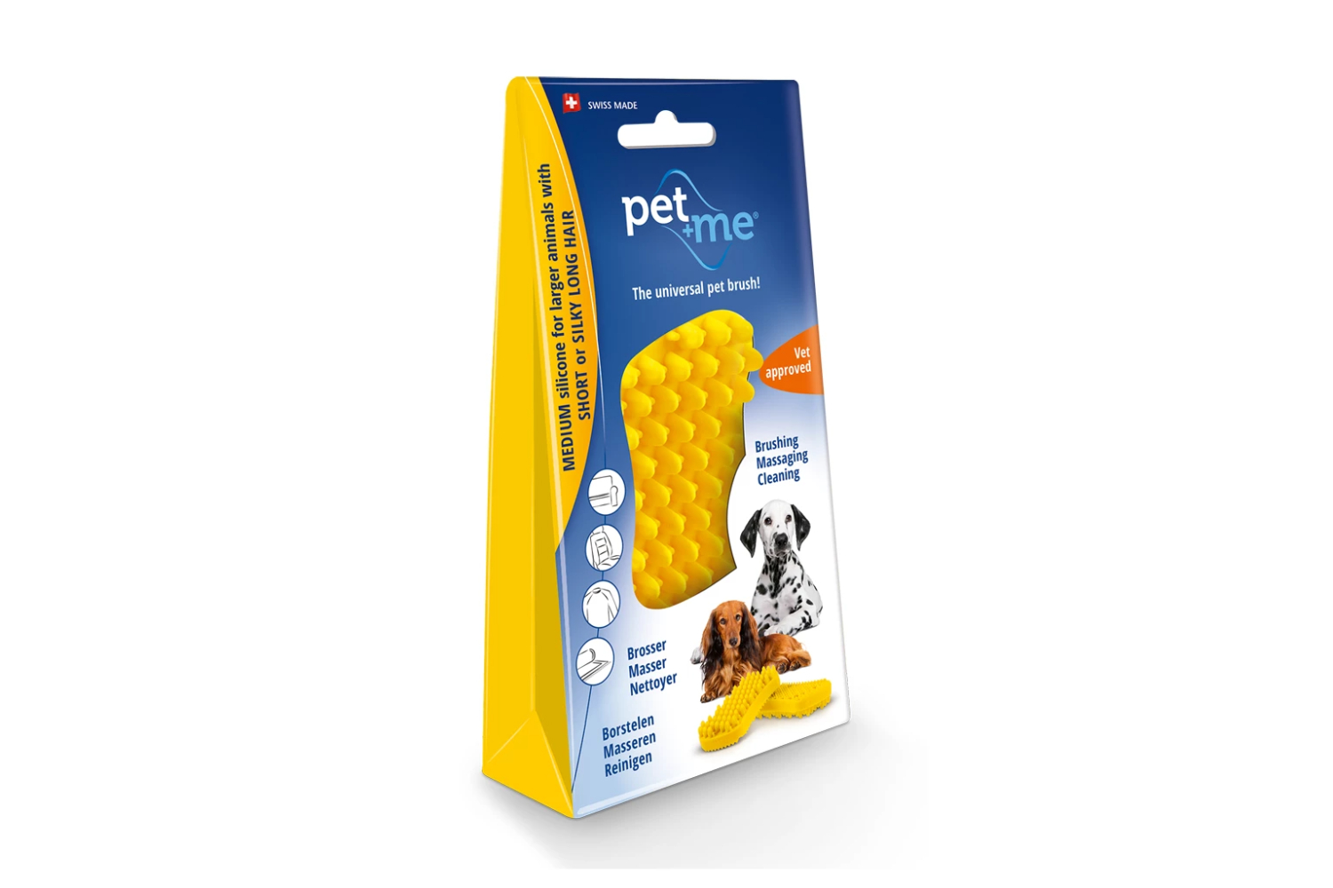 Pet+Me Dog Hair Brush Short hair Yellow