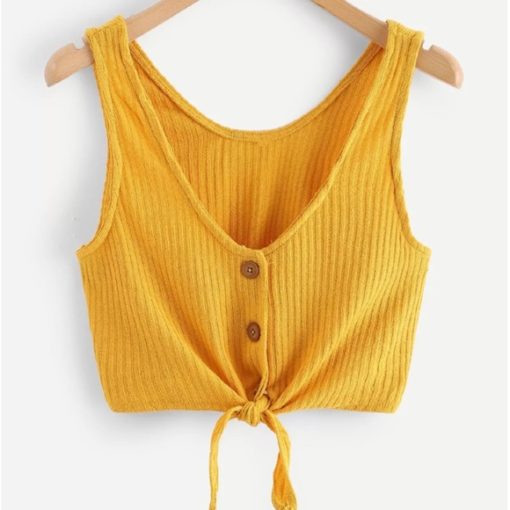 Yellow tank top buttons