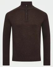Bruun & Stengade Pelle genser med glidlås mørk brun