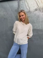 Massimo Bluse lin/bomull sand